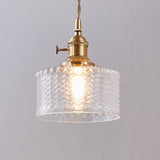 Japanese Brass Glass 1-Light Round Pendant Light