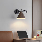 Nordic Wood Cone 1-Light Swing Arm Wall Sconce