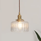 Japanese Brass Glass 1-Light Round Pendant Light