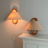 Modern Solid Wood & Fabric Pleated Wall Sconce Light 1-light