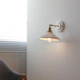 Vintage Japanese Ceramic Brass 1-Light Wall Light