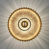 Nordic Vintage Ribbed Glass Round LED Wall Sconce | 1-Light