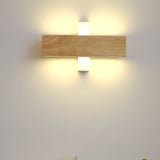 Japanese Wood Rectangular LED Wall Sconce
