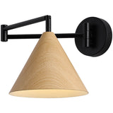 Nordic Wood Cone 1-Light Swing Arm Wall Sconce