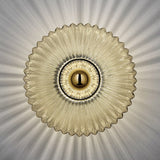 Nordic Vintage Ribbed Glass Round LED Wall Sconce | 1-Light