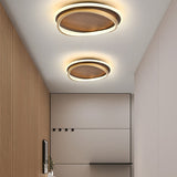 Nordic Walnut Grain Circular LED Flush Mount Ceiling Light 1-light