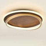 Nordic Walnut Grain Circular LED Flush Mount Ceiling Light 1-light