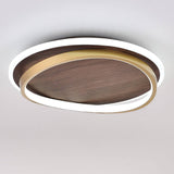 Nordic Walnut Grain Circular LED Flush Mount Ceiling Light 1-light