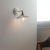 Vintage Japanese Ceramic Brass 1-Light Wall Light