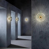 Nordic Vintage Ribbed Glass Round LED Wall Sconce | 1-Light