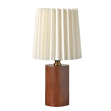 Vintage Korean Pleated Fabric Cylinder LED Table Lamp | 1-Light