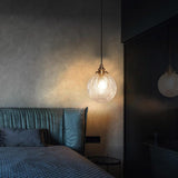 Retro Brass Textured Glass Globe LED Pendant Light | 1-Light