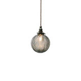 Retro Brass Textured Glass Globe LED Pendant Light | 1-Light