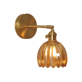 Vintage Brass Tulip Glass Wall Sconce 1-Light