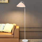 Minimalist Pleated Fabric Shade LED Floor Lamp | 1-Light Standing