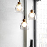 Nordic Rippled Glass and Wood LED Pendant Light | 1-Light