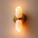 Modern Minimalist Glass Brass Wall Sconce LED 2-Light