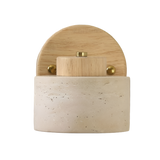 Minimalist Travertine Wood Cylinder Wall Sconce LED 1-light