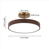 Japanese Wood Round LED Semi-Flush Mount Ceiling Light