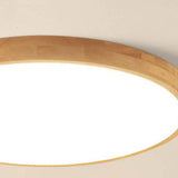 Nordic Solid Wood Round Ultra-thin LED Flush Mount Ceiling 1-Light