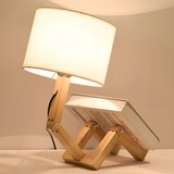 Modern Adjustable Wooden Table Lamp With Fabric Shade 1-Light