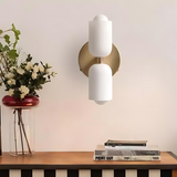Modern Minimalist Glass Brass Wall Sconce LED 2-Light