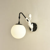 Vintage Glass Globe 1-Light Mermaid Wall Sconce