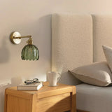 Vintage Brass Tulip Glass Wall Sconce 1-Light