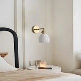 Vintage Brass Tulip Glass Wall Sconce 1-Light