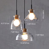 Nordic Rippled Glass and Wood LED Pendant Light | 1-Light