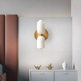 Modern Minimalist Glass Brass Wall Sconce LED 2-Light