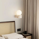 Modern Travertine Globe Wall Sconce LED 1-Light