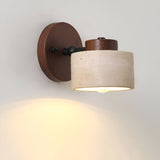 Minimalist Travertine Wood Cylinder Wall Sconce LED 1-light