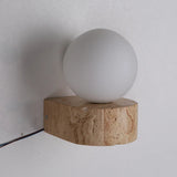 Modern Travertine Globe Wall Sconce LED 1-Light