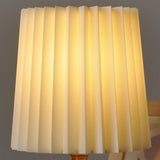 Vintage Korean Pleated Fabric Cylinder LED Table Lamp | 1-Light