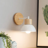 Nordic Wood Japandi Dome Wall Sconce LED 1-Light