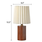 Vintage Korean Pleated Fabric Cylinder LED Table Lamp | 1-Light