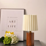 Vintage Korean Pleated Fabric Cylinder LED Table Lamp | 1-Light