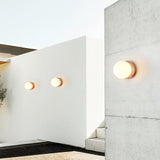 Modern Travertine Stone Round Outdoor Wall Light LED 1-Light