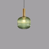 Minimalist Ribbed Glass Lantern LED Pendant Light | 1-Light
