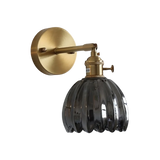 Vintage Brass Tulip Glass Wall Sconce 1-Light