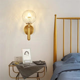 Nordic Brass Glass Globe Wall Sconce LED 1-Light