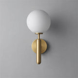 Nordic Brass Glass Globe Wall Sconce LED 1-Light