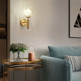 Nordic Brass Glass Globe Wall Sconce LED 1-Light