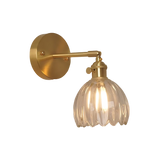 Vintage Brass Tulip Glass Wall Sconce 1-Light