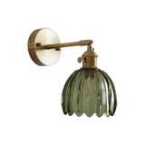 Vintage Brass Tulip Glass Wall Sconce 1-Light