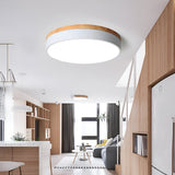 Scandinavian Round Wood Accent LED Ceiling Light