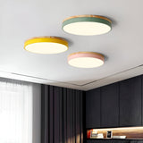 Scandinavian Round Wood Accent LED Ceiling Light