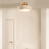 Modern Minimalist Travertine Round LED Ceiling Light 1-Light