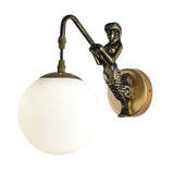 Vintage Glass Globe 1-Light Mermaid Wall Sconce